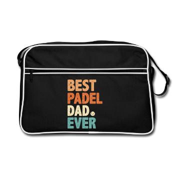 Padel Dad Bester Vater Padel Padelist Spieler - Retro Tasche - Schwarz/Weiß - Vorne