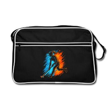 Hockey Floorball Damen Kinder Feldhockey Mädchen - Retro Tasche - Schwarz/Weiß - Vorne