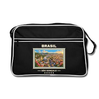 Brasilien São Gonçalo Vintage Reisemarke - Retro Tasche - Schwarz/Weiß - Vorne