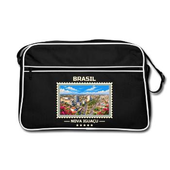 Brasilien Nova Iguaçu Vintage Reisemarke - Retro Tasche - Schwarz/Weiß - Vorne