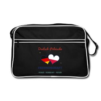 Deutsch-Polnische Freundschaft – Zwei Herzen - Retro Tasche - Schwarz/Weiß - Vorne