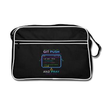 Git Push – Force and Pray - Retro Tasche - Schwarz/Weiß - Vorne