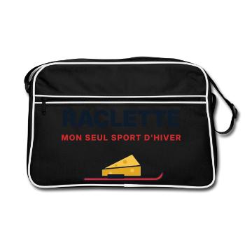 Raclette, meine einzige Wintersportart – Humor - Retro Tasche - Schwarz/Weiß - Vorne