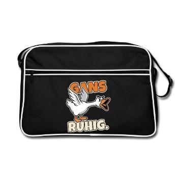 Gans ruhig Wütende Gans Spruch - Retro Tasche - Schwarz/Weiß - Vorne