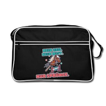 Hobby Horsing Steckenpferd Springen - Retro Tasche - Schwarz/Weiß - Vorne
