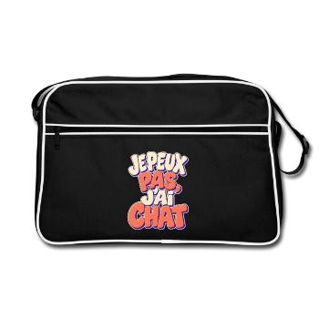 I Can't I Have Cat – Katzenhumor - Retro Tasche - Schwarz/Weiß - Vorne
