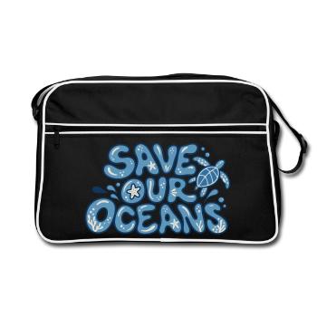 Save Our Oceans - Retro Tasche - Schwarz/Weiß - Vorne