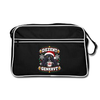 Dezent Genervt | Ugly Christmas Crow - Retro Tasche - Schwarz/Weiß - Vorne