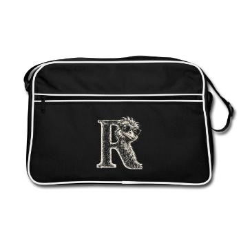 R-Ente Lustiges Design Rentner Ruhestand  - Retro Tasche - Schwarz/Weiß - Vorne