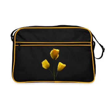 gelbe Mohnblumen gelber Mohn - Retro Tasche - Schwarz/Gold - Vorne