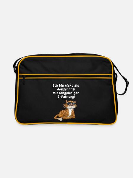 Ich bin nicht alt...(Katze) - Retro Tasche - Schwarz/Gold