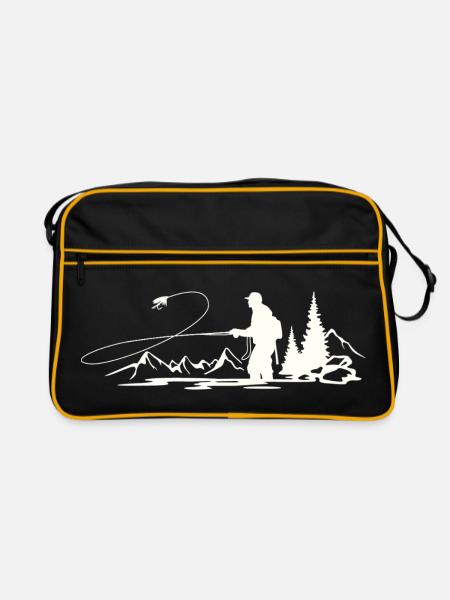 Sauerland Fliegenfischen - Retro Tasche - Schwarz/Gold