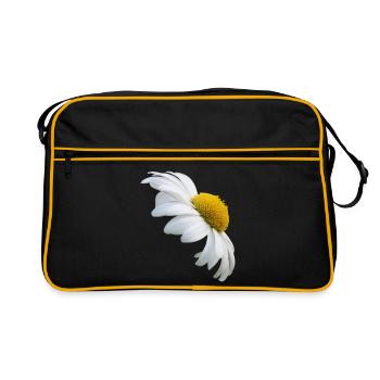 Margeriten Margerite weiße Blume Gänseblume - Retro Tasche - Schwarz/Gold - Vorne