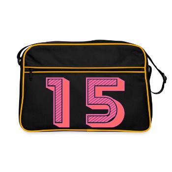 15. 15 JAHRE. 15. JAHRESTAG. 15-JÄHRIGES JUBILÄUM. - Retro Tasche - Schwarz/Gold - Vorne