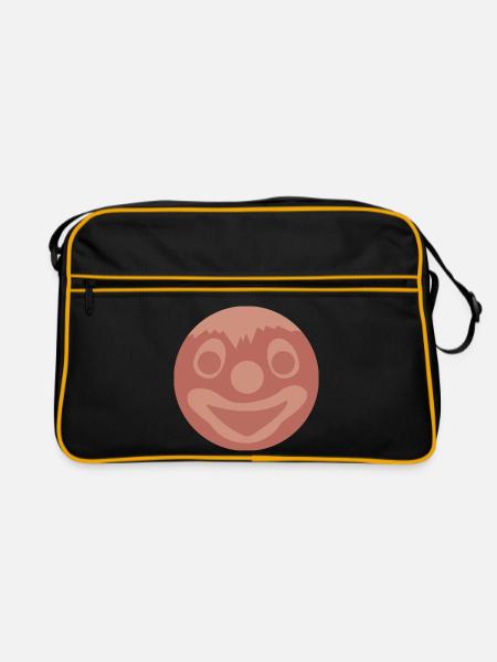 Gesichtswurst Shirt | Lustiges Wurst-Gesicht - Retro Tasche - Schwarz/Gold - Vorne