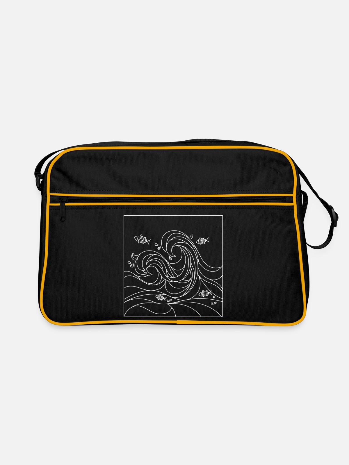 geometric ocean - Retro Bag - black/gold - Front