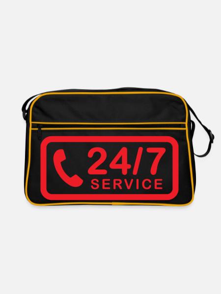 24/7 h Service - Retro Tasche - Schwarz/Gold - Vorne