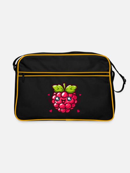 Liebe Himbeere - Retro Tasche - Schwarz/Gold - Vorne