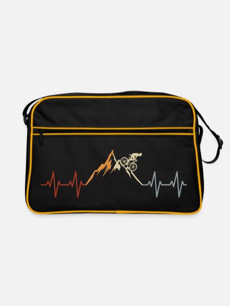 Fahrrad Radsport Herzschlag Berg Vintage Wandern - Retro Tasche - Schwarz/Gold