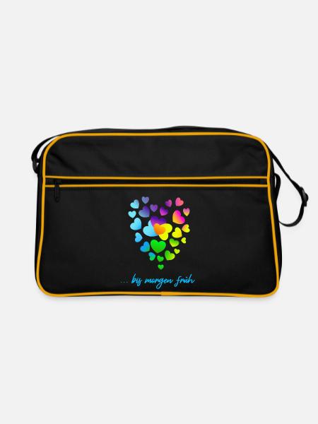Herzen bunte Herzen Herzen Haufen - Retro Tasche - Schwarz/Gold