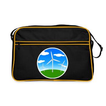 Windräder - Retro Tasche - Schwarz/Gold - Vorne