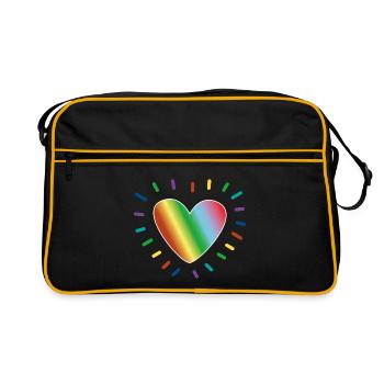 Rainbow Heart Pride Emblem - Retro Bag - black/gold - Front