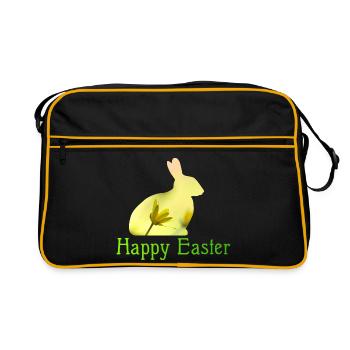 Happy Easter - Retro Tasche - Schwarz/Gold - Vorne