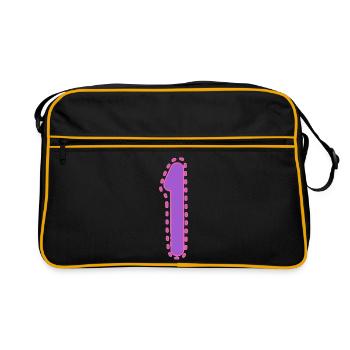 1. 1 AN. 1er ANNIVERSAIRE. ANNIVERSAIRE 1 AN - Sac Retro - noir/or - Devant