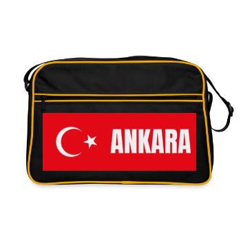 Ankara City in Turkish Flag - Retro Bag - black/gold - Front