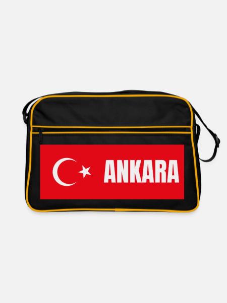 Ville d’Ankara en drapeau turc - Sac Retro - noir/or - Devant
