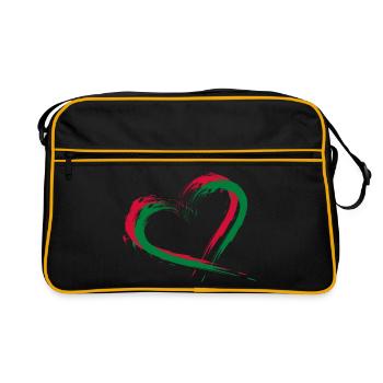 Herz Bürste Flagge der Malediven - Retro Tasche - Schwarz/Gold - Vorne