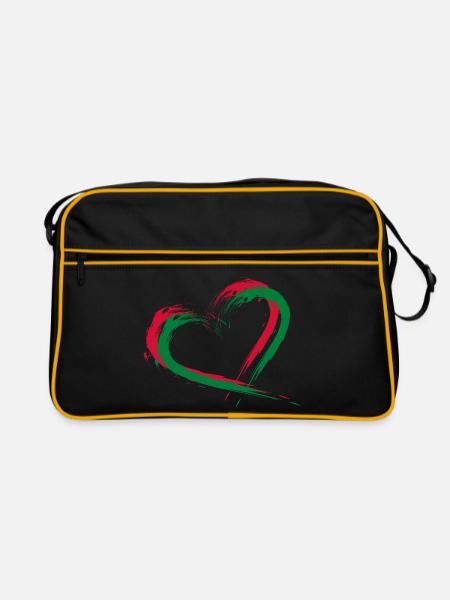 Herz Bürste Flagge der Malediven - Retro Tasche - Schwarz/Gold - Vorne