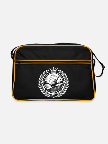 Golf Sport Logo - Retro Bag - black/gold - Front
