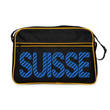 SUISSE. HUMOUR. PAYS. DRAPEAU - Sac Retro - noir/or - Devant