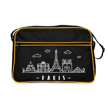 Paris France Capital Skyline Tour Eiffel - Sac Retro - noir/or - Devant