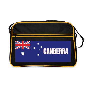 Canberra City in australischer Flagge - Retro Tasche - Schwarz/Gold - Vorne