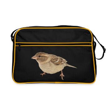 Vogel - Retro Tasche - Schwarz/Gold - Vorne
