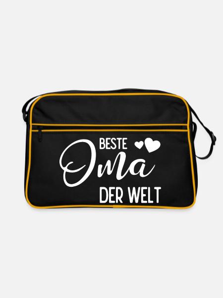 Beste Oma der Welt - Retro Tasche - Schwarz/Gold - Vorne