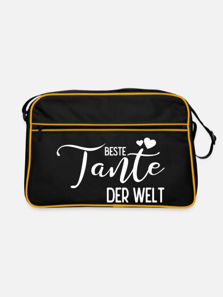 Beste Tante der Welt - Retro Tasche - Schwarz/Gold - Vorne
