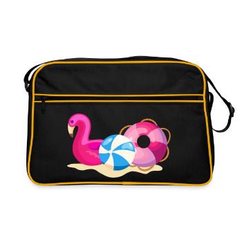 Badegadges in Pink - Retro Tasche - Schwarz/Gold - Vorne