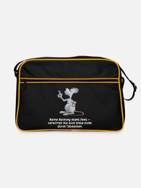 Meine Meinung steht fest... (Maus) - Retro Tasche - Schwarz/Gold