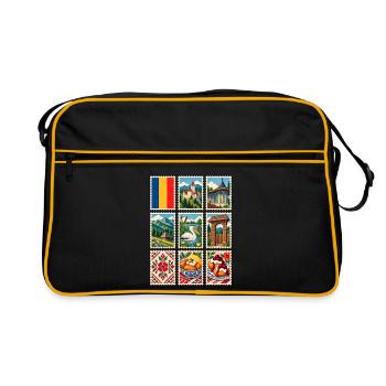 Rumänien Briefmarken - Retro Tasche - Schwarz/Gold - Vorne