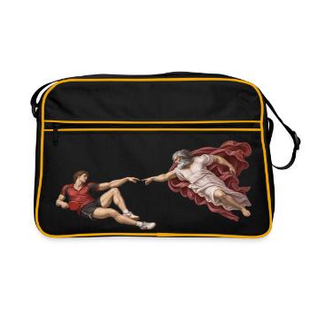 Die Erschaffung des Tischtennisspielers - Retro Tasche - Schwarz/Gold - Vorne