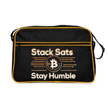 Stack Sats Stay Humble - Retro Tasche - Schwarz/Gold - Vorne