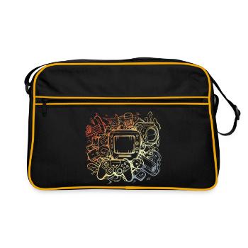 PC Spiele im Vintage Look - Retro Tasche - Schwarz/Gold - Vorne