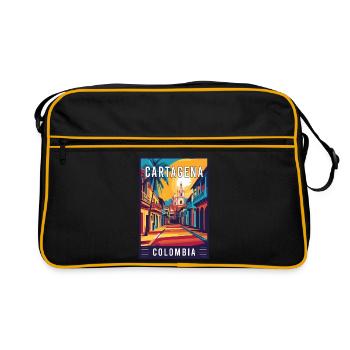 Erleben Sie den lebendigen Charme von Cartagena in Kolumbien - Retro Tasche - Schwarz/Gold - Vorne