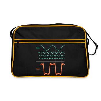 Additive Synthese: Obertöne und Rechteckwelle - Retro Tasche - Schwarz/Gold - Vorne