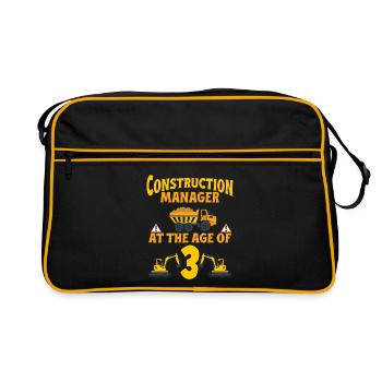 Construction Party 4th Birthday 4 Years Old truck - Retro Tasche - Schwarz/Gold - Vorne