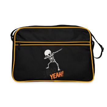 Halloween Skelett Boo yeah  - Retro Tasche - Schwarz/Gold - Vorne