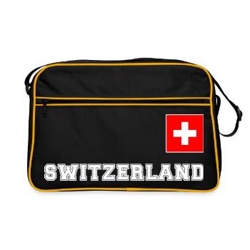 SCHWITZERLAND SCHWEIZ Trikot Look mit Fahne Flagge - Retro Tasche - Schwarz/Gold - Vorne